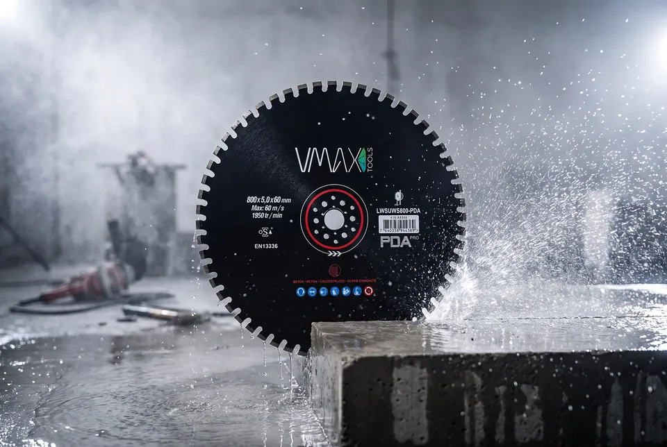 VMAX diamond cutting blade cutting concrete